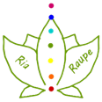Logo Ria Raupe - Lotus mit 7 Chakras